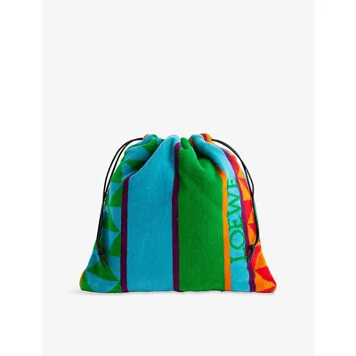 Loewe Womens Multicolor Drawstring Terrycloth Pouch
