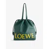 Loewe Womens Evergreen Flamenco Logo Leather Tote Bag In Green