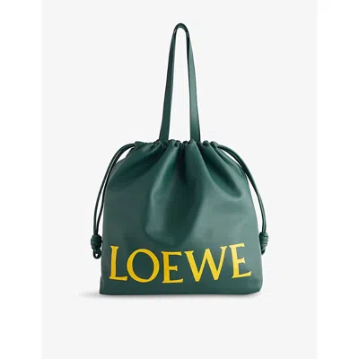 Loewe Womens Evergreen Flamenco Logo Leather Tote Bag In Green