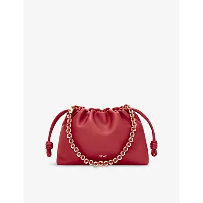 Loewe Womens Burnt Red Flamenco Medium Leather Clutch Bag