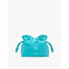 Loewe Flamenco Mini Clutch Bag In Napa Leather With Golden Foil Anagram In Deep Turquoise