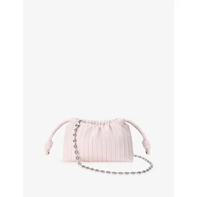Loewe Womens Flamenco Pleated Mini Leather Purse Crystal Pink