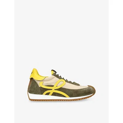 Loewe Womens Green Comb Flow Runner Suede And Shell Low-top Trainers Eur 37 / 4 Uk