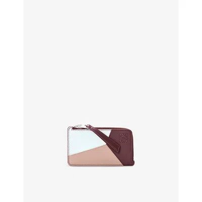 Loewe Womens Frozen/dark Burgundy Puzzle Coin Leather Card Holder
