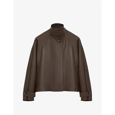 Loewe Womens Funnel-neck Long-sleeve Parka Jacket Dark Green In Brown