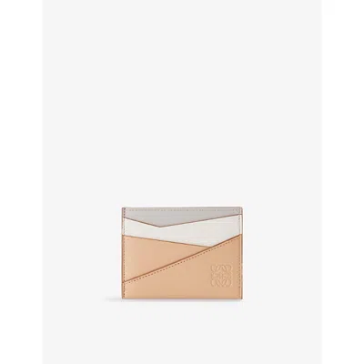 Loewe Womens Ghost/silky Beige Puzzle Plain Leather Cardholder