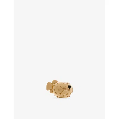 Loewe Womens Gold Puffer Fish Metal Dice Charm
