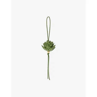 Loewe Artichoke Leather Bag Charm In Green