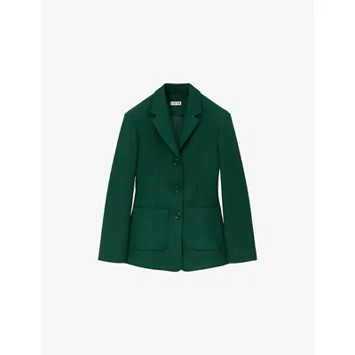 Loewe Womens Green Notch-lapel Single-breasted Wool Blazer