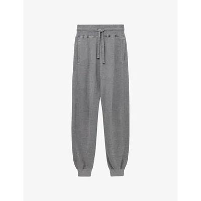 Loewe Womens  Tapered-leg Mid-rise Cotton And Cashmere-blend Jogging Bottom In Grey Melange
