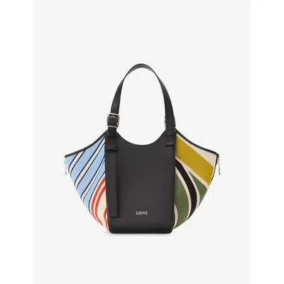 Loewe Womens Hammock Flip Embroidered Canvas Tote Bag Ecru/multicolor