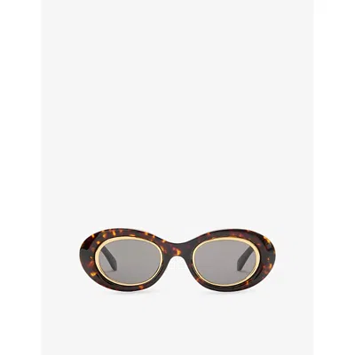 Loewe Womens  G821mn0x02 Oval Mini Anagram Oval-frame Acetate Sunglasses In Brown