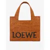 Loewe Small  Font Tote In Raffia In Honey Gold