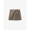 Loewe Draped Cotton And Silk-blend Twill Mini Skirt In Khaki Brown