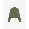 Loewe Womens Khaki Green Balloon Drawstring-hem Silk-blend Shirt In Green