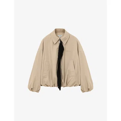 Loewe Womens Light Beige Contrast-panel Balloon-hem Woven Jacket In Nude