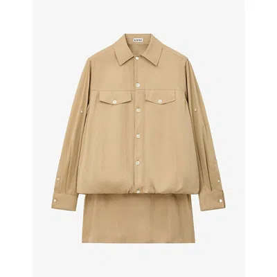 Loewe Womens Light Beige Layered Relaxed-fit Cotton-blend Mini Dress In Sand