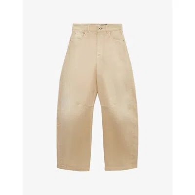 Loewe Womens  Barrel-leg Mid-rise Jeans In Light Beige