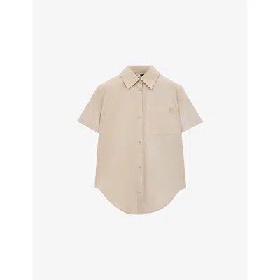Loewe Womens Light Beige  X Paula's Ibiza Short-sleeve Anagram-embroidered Cotton-poplin Shirt In Multi