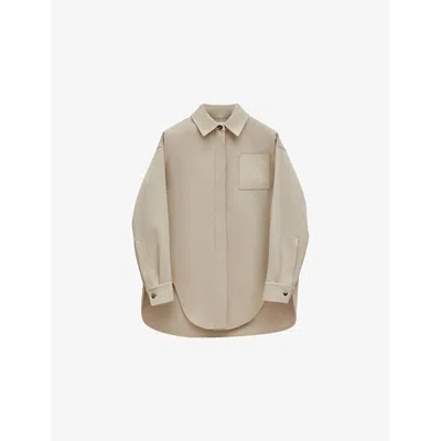 LOEWE WOMENS LOEWE ANAGRAM-POCKET BRUSHED WOOL-CASHMERE BLEND OVERSHIRT