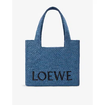 LOEWE WOMENS LIGHT BLUE LOEWE X PAULA'S IBIZA FONT MEDIUM WOVEN TOTE BAG