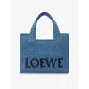 Loewe Small Font Woven-raffia Tote Bag In Light Blue