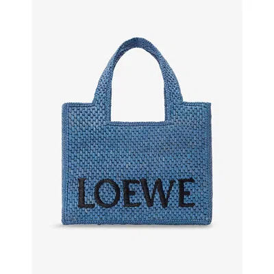 LOEWE WOMENS LIGHT BLUE LOEWE X PAULA'S IBIZA FONT SMALL WOVEN TOTE BAG