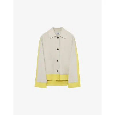 Loewe Womens Light Grey Turn-up Contrast Suede Jacket In Gray