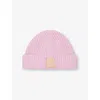 Loewe Womens Light Pink Anagram-patch Ribbed Cashmere Hat In Pink