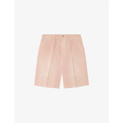 Loewe Womens  Anagram-embroidered Relaxed-fit Low-rise Denim Shorts In Light Pink