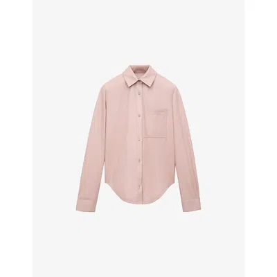 Loewe Womens Light Pink  X Paula's Ibiza Long-sleeve Brand-embossed Leather Shirt