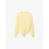 Loewe Womens Light Yellow Logo-embroidered Twisted-side Wool Jumper Xs