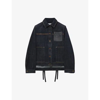 Loewe Womens Indigo Blue Anagram-appliqué Indigo-wash Denim Jacket