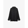 Loewe Womens Black Anagram-embroidered Relaxed-fit Satin Shirt In Black