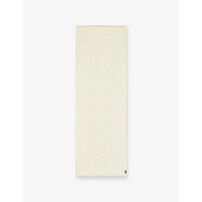 LOEWE WOMENS WHITE ANAGRAM-FIL COUPÉ WOOL AND SILK-BLEND SCARF
