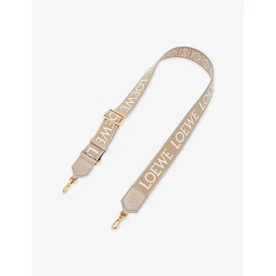 Loewe Womens Sand Anagram Logo-print Cotton-blend Bag Strap
