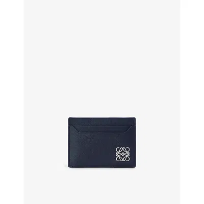 Loewe Womens Deep Navy Anagram Plain Leather Card Holder In Blue