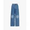 Loewe Cropped Jeans With Anagram Knee Detail In Jeans Blue