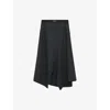 Loewe Womens Charcoal Melange Asymmetric Branded-waistband Wool-cashmere Blend Midi Skirt In Charcoal Melange