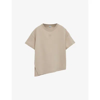 Loewe Womens Beige Asymmetric Short-sleeve Cotton-jersey T-shirt In Neutral