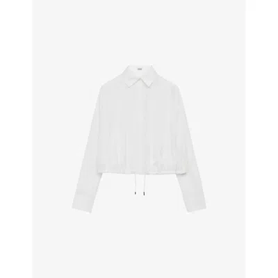 Loewe Womens White Balloon Drawstring-hem Silk Shirt