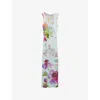 Loewe Ribbed Floral-print Silk And Cotton-blend Jersey Midi Dress In Blue