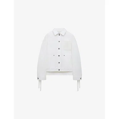 Loewe Womens White Branded Side-pocket Denim Jacket