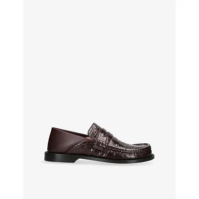LOEWE WOMENS LOEWE CAMPO CROCODILE-EMBOSSED LEATHER PENNY LOAFERS
