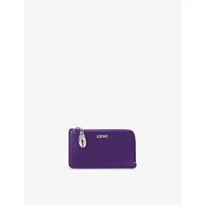 Loewe Womens  Claw Coin Leather Cardholder In Deep Purple