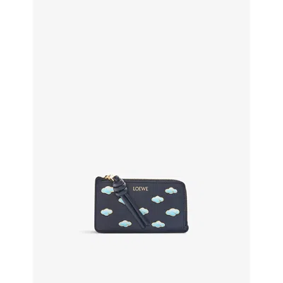 Loewe Womens Dark Ink Clouds Graphic-print Leather Coin Cardholder
