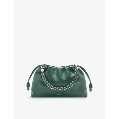 Loewe Womens Flamenco Large Leather Shoulder Bag Evergreen