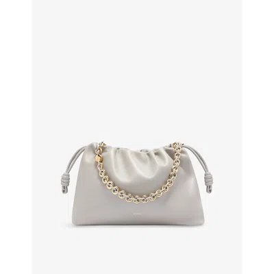 Loewe Womens Shell Grey Flamenco Large Leather Shoulder Bag