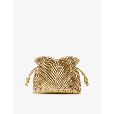 LOEWE WOMENS GOLD FLAMENCO LEATHER CLUTCH BAG