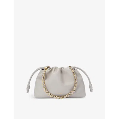 Loewe Womens Shell Grey Flamenco Medium Leather Shoulder Bag